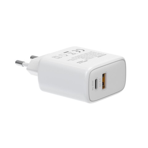 Ładowarka sieciowa LA-10 30W Quick Charge Power Delivery 3.0 Biała + Kabel Savio