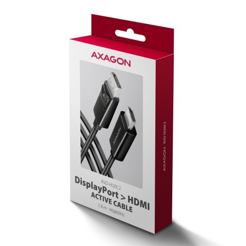 RVD-HI20C2 Adapter aktywny DisplayPort -> HDMI 1.4, 4K/60Hz, kabel 1,8m AXAGON