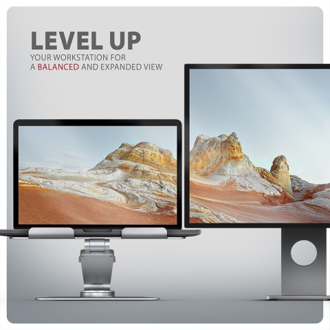 STND-LR Podstawa do laptopów aluminiowa 10-17,3" regulowane kąty nachylenia, obrót o 360 stopni, Szara AXAGON