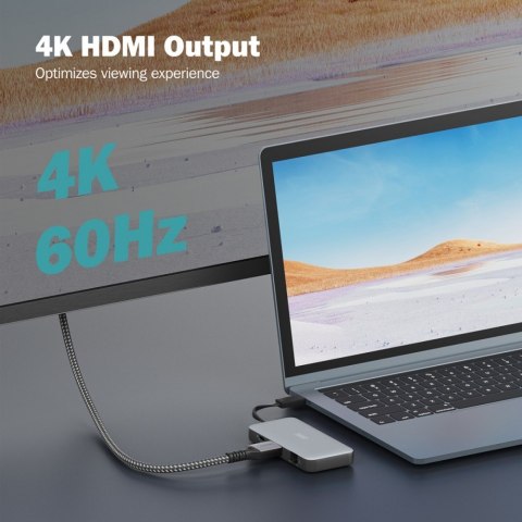 Stacja dokująca podróżna USB-C 7 portowa, max. 4K/60Hz z HDR, HDMI, USB-A 3.2 Gen1, Gigabit Ethernet, SD/Micro SD, PD 100W Digitus