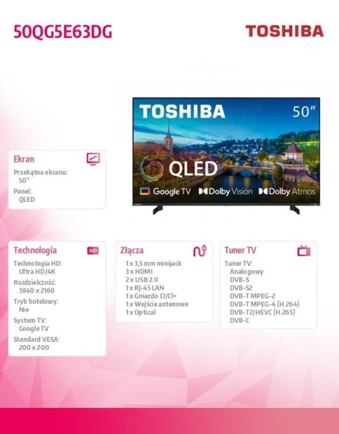 Telewizor QLED 50 cali 50QG5E63DG Toshiba
