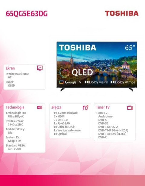 Telewizor QLED 65 cali 65QG5E63DG Toshiba