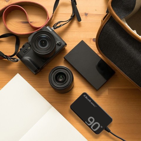 Ładowarka sieciowa 90W GaN Fast SLIM | PD | 5-20V | 4.5A | USB-C 3.1 | Laptop | MacBook | Smartfon | +kabel Qoltec