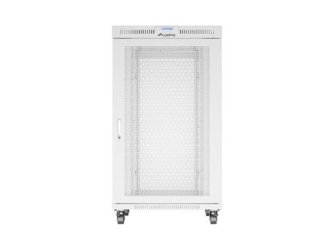 Szafa instalacyjna rack stojąca 19 cali 27U 800x1000 drzwi perforowane LCD szara (Flat pack) Lanberg