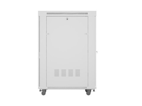Szafa instalacyjna rack stojąca 19 cali 27U 800x1000 drzwi perforowane LCD szara (Flat pack) Lanberg