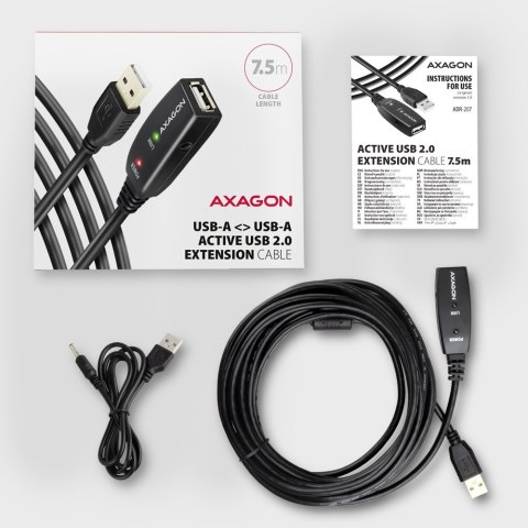 ADR-207 USB 2.0 A-M -> A-F aktywny kabel przedłużacz/wzmacniacz 7.5m AXAGON