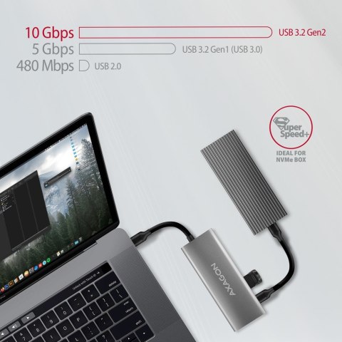 HMC-5G21 Wieloportowy hub USB 5in1, 10Gbps, 2x USB-A + 2x USB-C + HDMI 4K/30Hz, PD 60W, 13cm USB-C kabel AXAGON