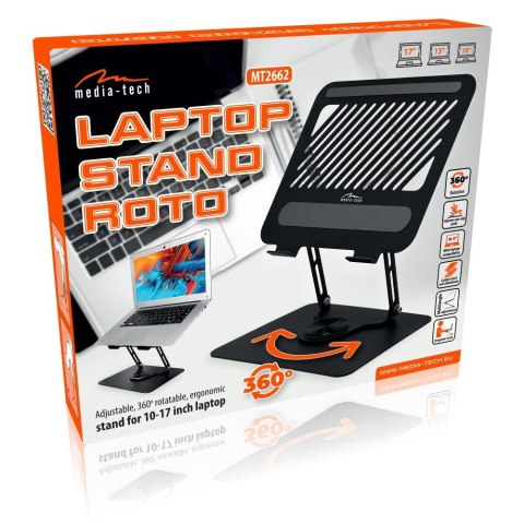 Obrotowa, ergonomiczna podstawka pod laptopa 10-17 LAPTOP STAND ROTO MT2662 pełna regulacja Media-Tech