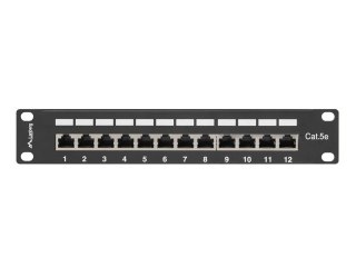 Patch Panel 12 Port 1U 10 cali kat.5e ekranowany czarny Lanberg