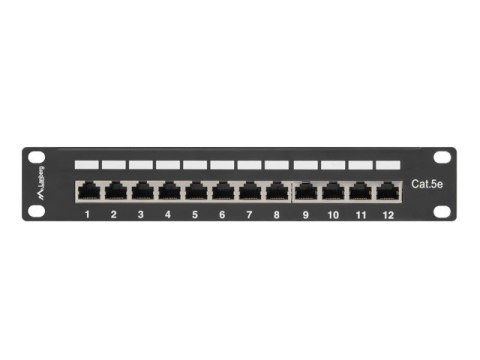 Patch Panel 12 Port 1U 10 cali kat.5e ekranowany czarny Lanberg