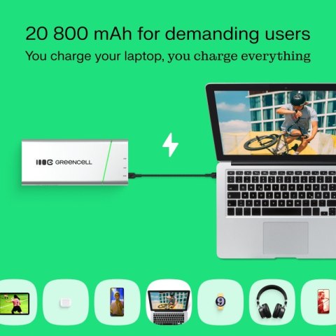 Powerbank 65W PowerPlay 20800mAh PD PL Green Cell