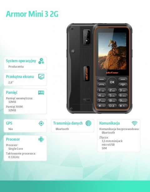 Telefon Armor Mini 3 2G 2,8" Czarny ULEFONE