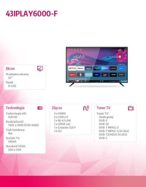 Telewizor 43 cale LED 43IPLAY6000-F Allview