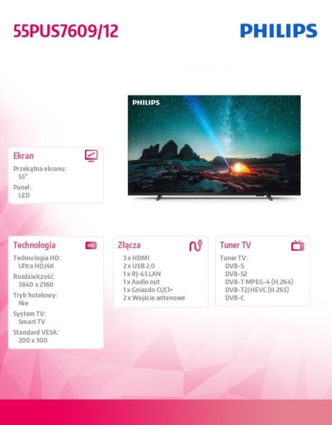 Telewizor 55 cali LED 55PUS7609/12 Philips
