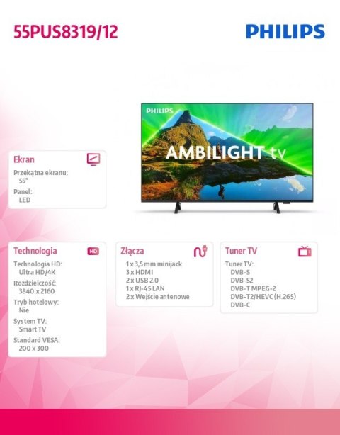 Telewizor 55 cali LED 55PUS8319/12 Philips
