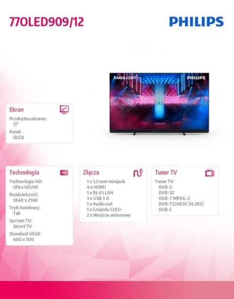 Telewizor 77 cali OLED 77OLED909/12 Philips