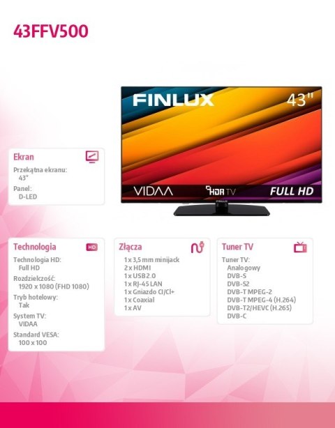 Telewizor LED 43 cale 43FFV500 Finlux