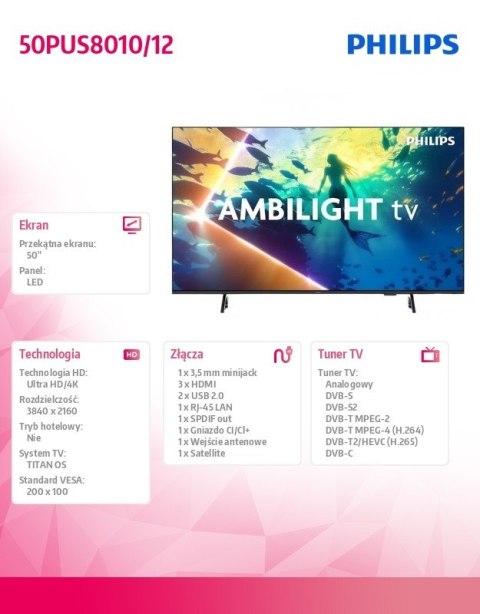 Telewizor LED 50 cali 50PUS8010/12 Philips