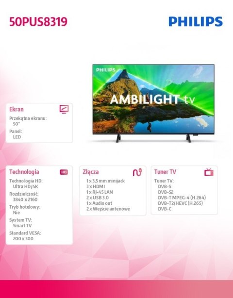 Telewizor LED 50 cali 50PUS8319/12 Philips