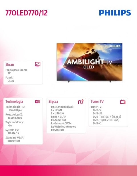 Telewizor OLED 77 cali 77OLED770/12 Philips