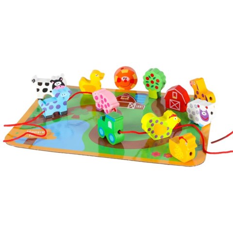 Klocki drewniane do nawlekania tablica plansza farma zwierzęta Kik Sp. z o. o. Sp. k.