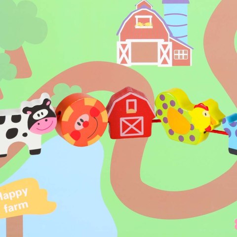 Klocki drewniane do nawlekania tablica plansza farma zwierzęta Kik Sp. z o. o. Sp. k.