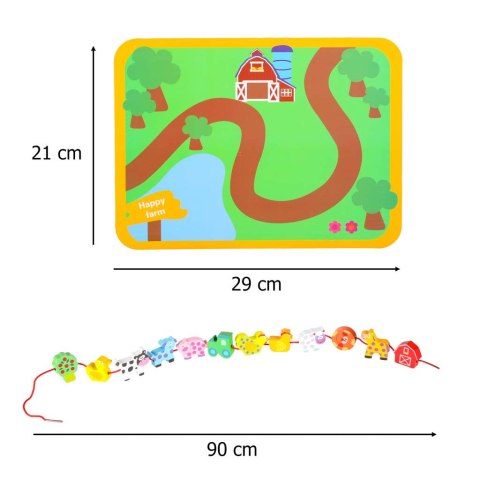 Klocki drewniane do nawlekania tablica plansza farma zwierzęta Kik Sp. z o. o. Sp. k.