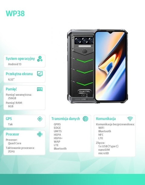 Smartfon WP38 6/256GB zielony OUKITEL