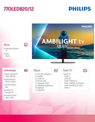 Telewizor OLED 77 cali 77OLED820/12 Philips