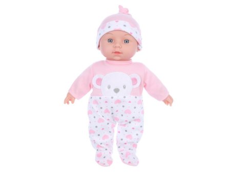 Lalka Bobas Różowa Piżamka z Misiem Czapeczka Dźwięki LEAN Toys