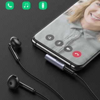 Przejściówka adapter kątowy audio USB-C (męski) - minijack 3.5mm (żeński) - szary UGREEN