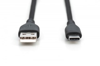 Kabel połączeniowy silikonowy USB-A - USB-C, USB 2.0 60W, 0,5m Czarny Digitus