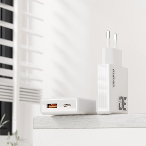 Ładowarka sieciowa GaN 30W USB-A - USB-C z kablem USB-C - biała DUDAO