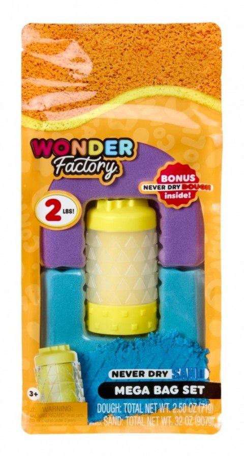Piasek kinetyczny Wonder Factory Never Dry Sand Bag, Fioletowy, turkusowy MGA