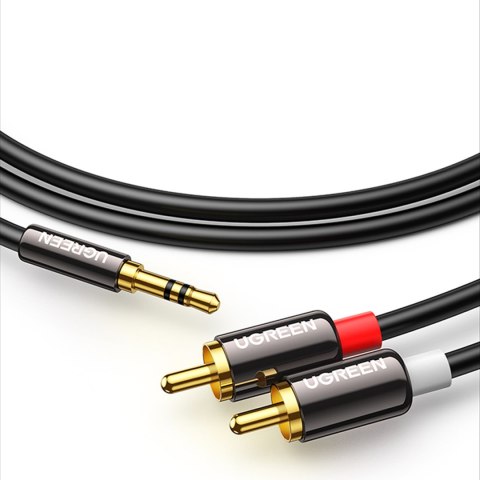 Kabel przewód audio 3.5 mm mini jack - 2x RCA 5m czarny UGREEN