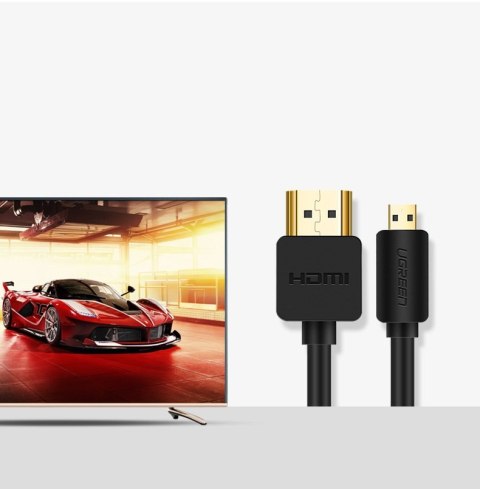 Kabel przewód przejściówka HDMI - micro HDMI 2.0v 4K 60Hz 30AWG 1.5m czarny UGREEN