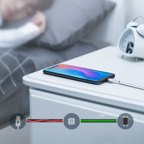 Kabel przewód w oplocie USB-A - USB-C QC 3.0 AFC i FCP 3A 2m - biały UGREEN