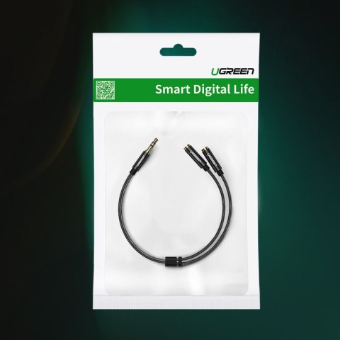 Kabel rozdzielacz audio minijack 3.5 mm - 2x minijack 3.5mm 21cm czarny UGREEN