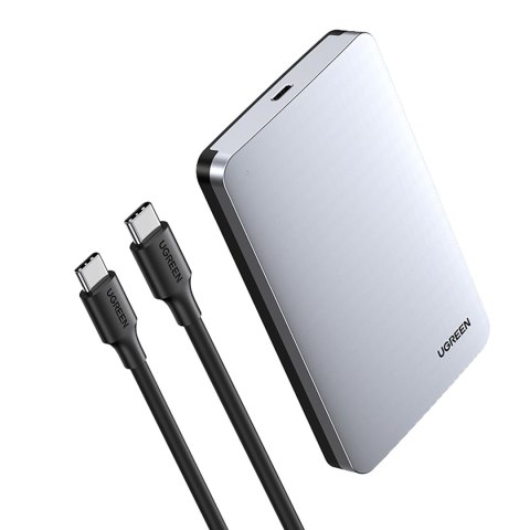 Kieszeń na dysk twardy 2.5'' SATA 3.0 6Gbps + kabel USB-C 0.5m - srebrny UGREEN