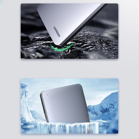 Kieszeń na dysk twardy 2.5'' SATA 3.0 6Gbps + kabel USB-C 0.5m - srebrny UGREEN