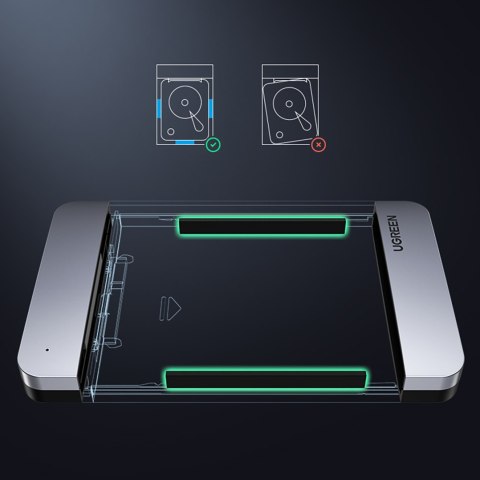 Kieszeń na dysk twardy 2.5'' SATA 3.0 6Gbps + kabel USB-C 0.5m - srebrny UGREEN