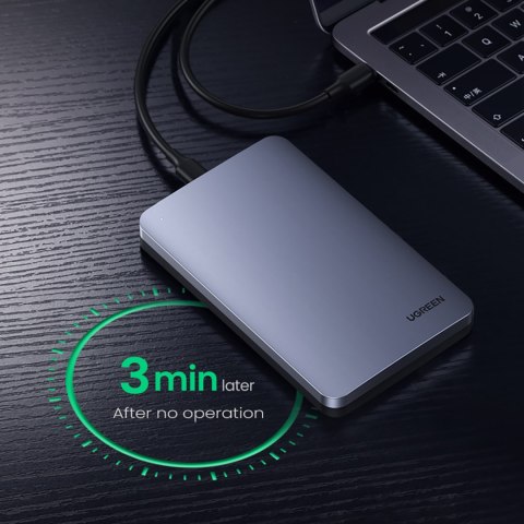 Kieszeń na dysk twardy 2.5'' SATA 3.0 6Gbps + kabel USB-C 0.5m - srebrny UGREEN