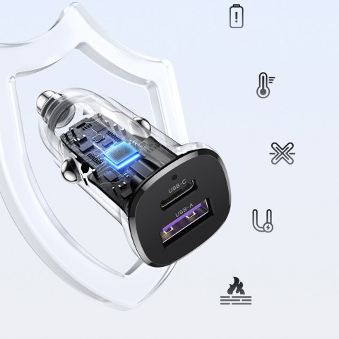 Ładowarka samochodowa USB-C USB-A 30W - czarna UGREEN