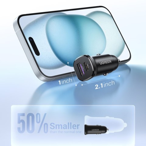 Ładowarka samochodowa USB-C USB-A 30W - czarna UGREEN