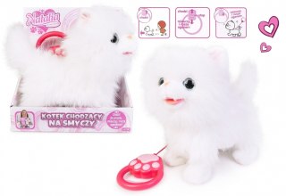 Maskotka interaktywna Kot chodzący na smyczy biały Artyk