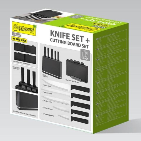 Zestaw noży + desek na podstawce MR-1412-BLACK Feel-Maestro