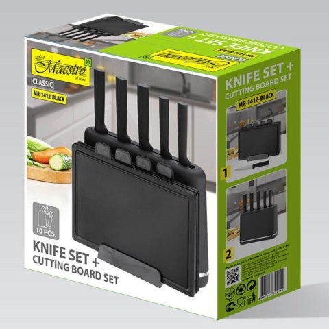 Zestaw noży + desek na podstawce MR-1412-BLACK Feel-Maestro