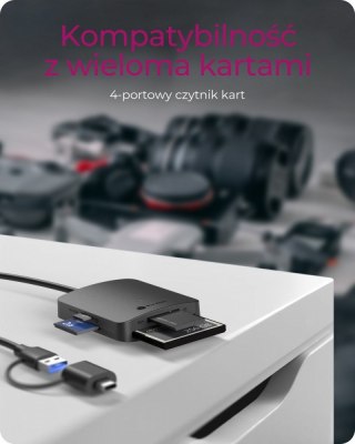 Czytnik Kart CF,TF,SD,microSD, Type-C+A, IB-CR302-CU3 IcyBox
