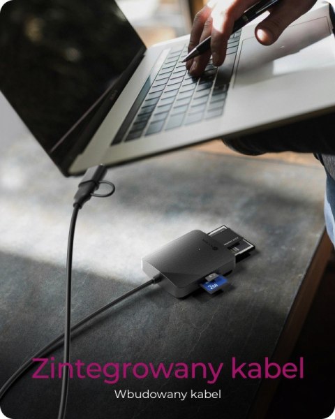 Czytnik Kart CF,TF,SD,microSD, Type-C+A, IB-CR302-CU3 IcyBox