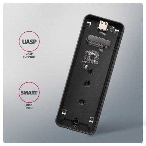 EEM2-20G Obudowa zewnętrzna aluminiowa USB-C 3.2 Gen 2 M.2 NVMe SSD 20Gbps AXAGON